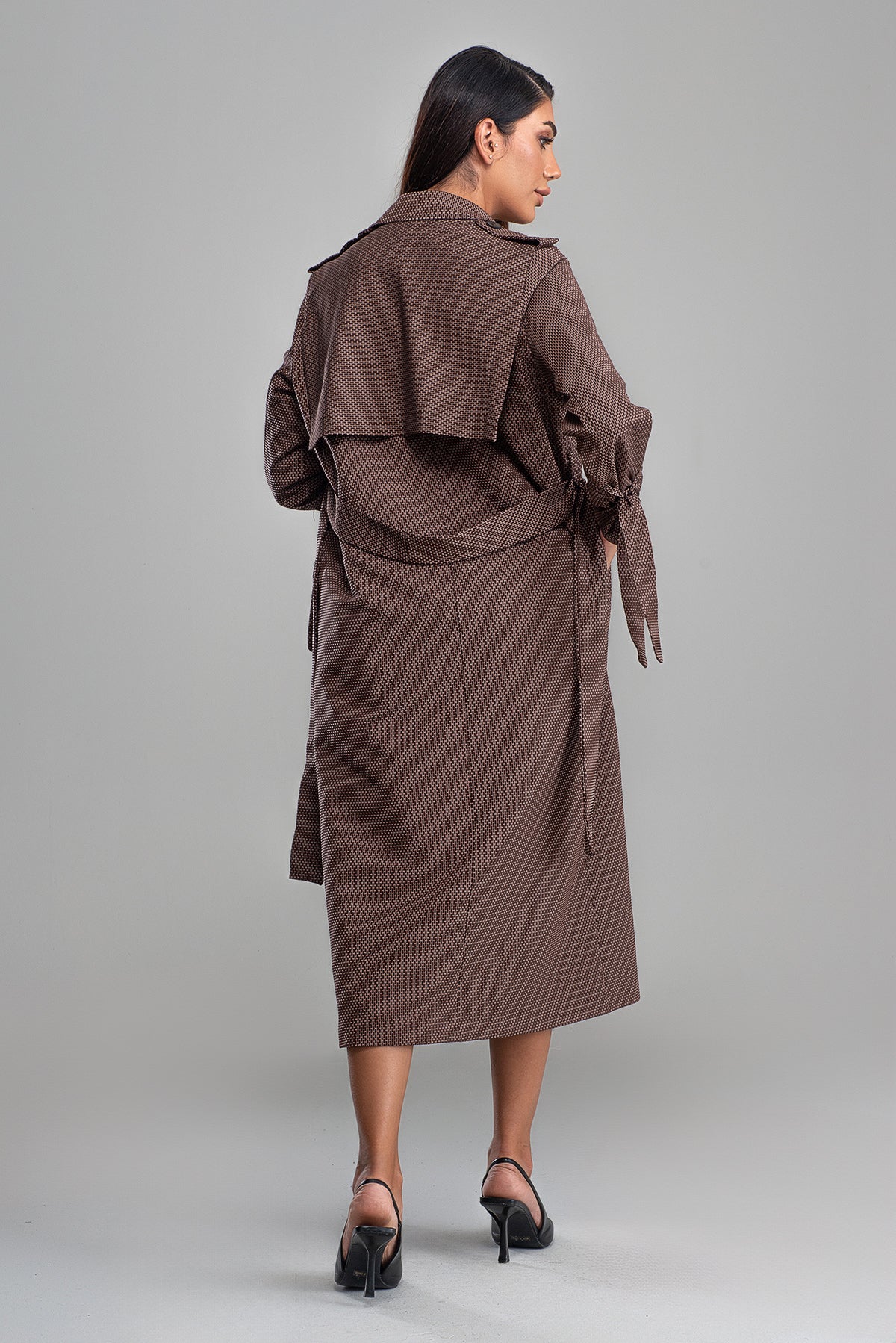 Trençkot Oversize Astarlı Rüzgarlık Detaylı Desenli Geniş Kesim Nora