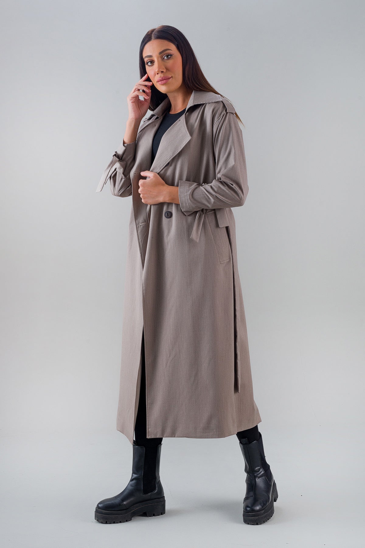 Trençkot Oversize Astarlı Geniş Kesim Pelerin Detaylı Arrow