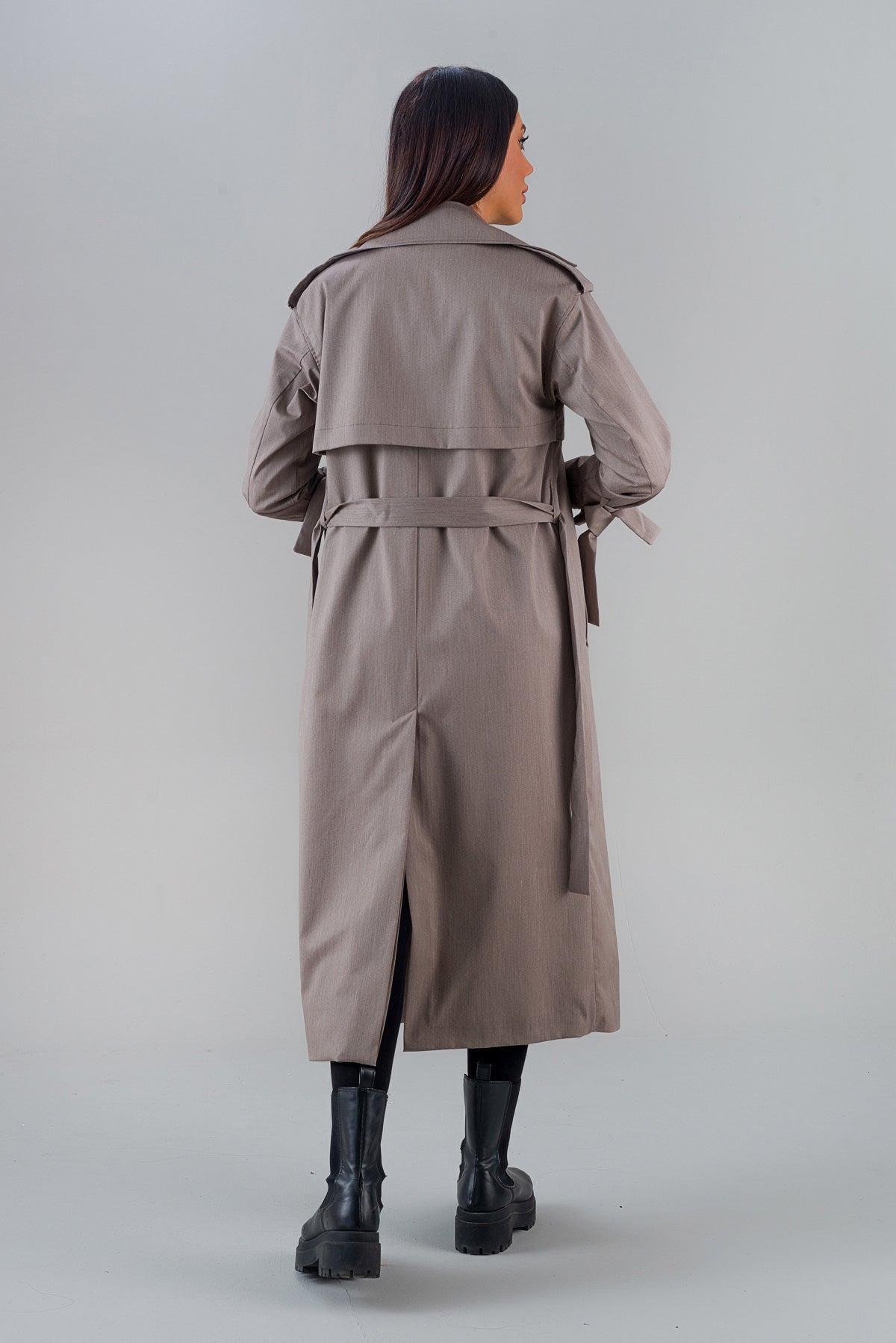 Trençkot Oversize Astarlı Geniş Kesim Pelerin Detaylı Arrow