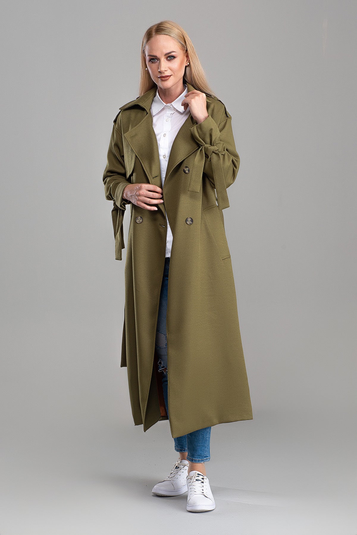 Trençkot Oversize Astarlı Geniş Kesim Pelerin Detaylı Arrow