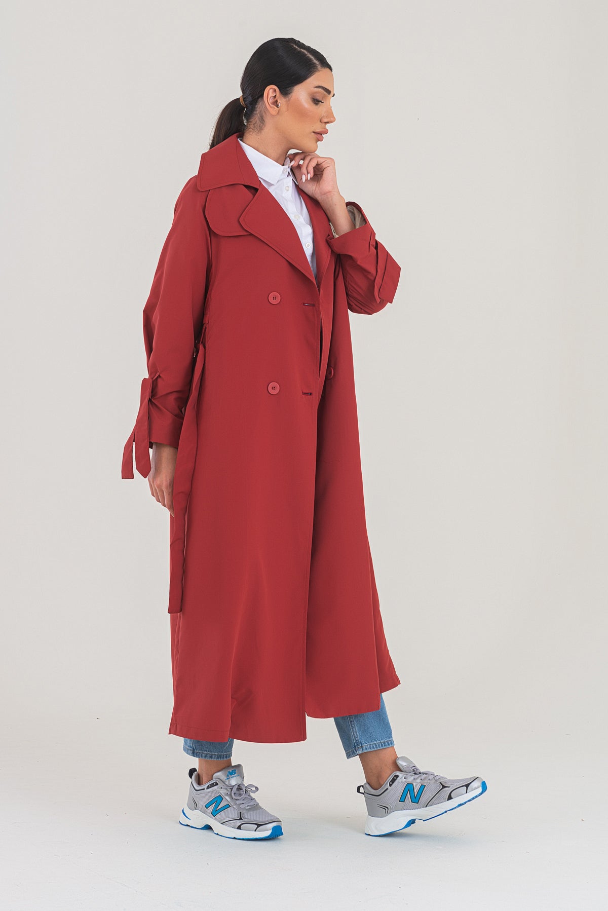 Trençkot Oversize Astarlı Geniş Kesim Parrot